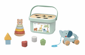 Wooden Stacking, Sorting & Pull Toy Set (3 in 1 Box)