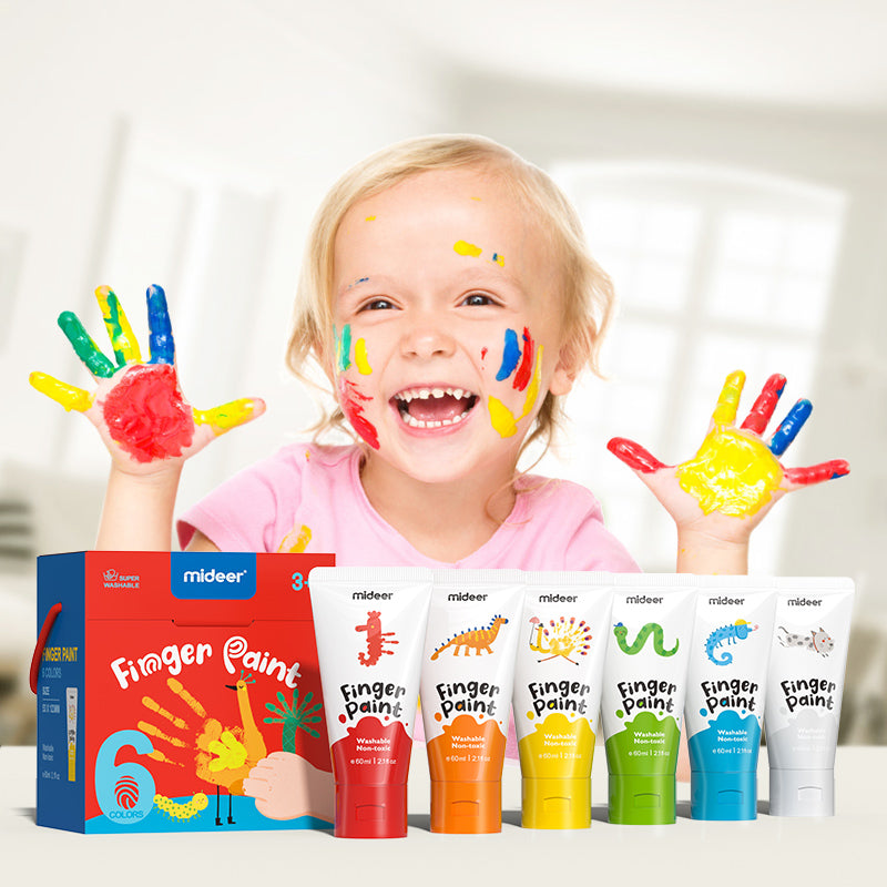 Bundle: Washable Finger Paint (6 Colors) + Art Book