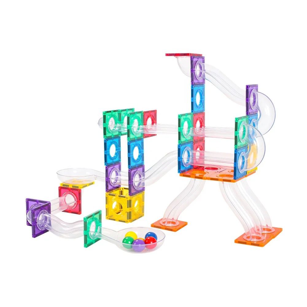 Marble Run - Colourful Magnetic Tiles (100 Pieces)