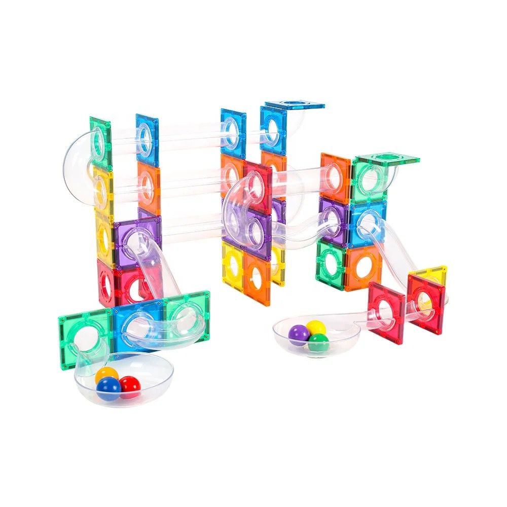 Marble Run - Colourful Magnetic Tiles (100 Pieces)