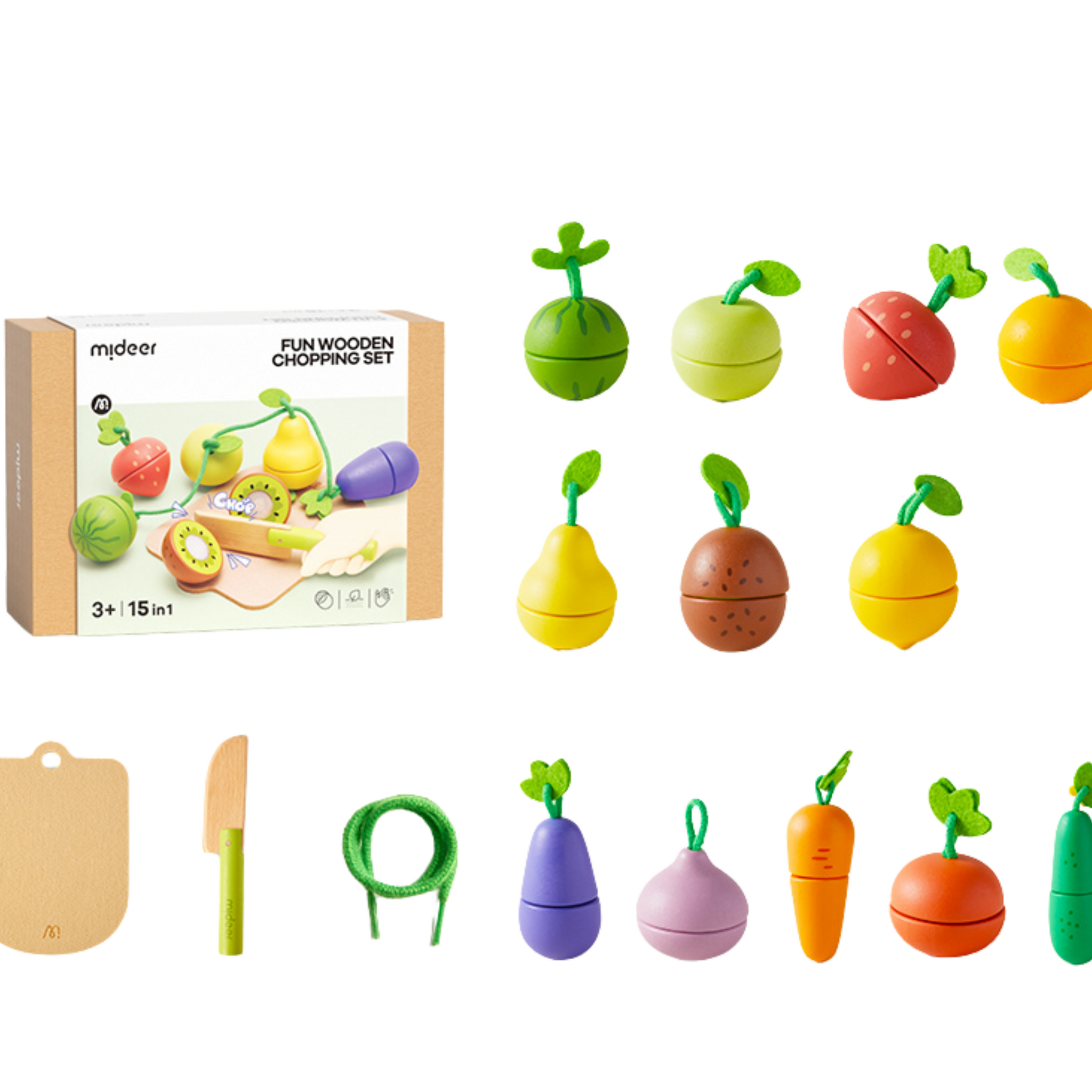 12 Piece Wooden Fruit & Veggie Set