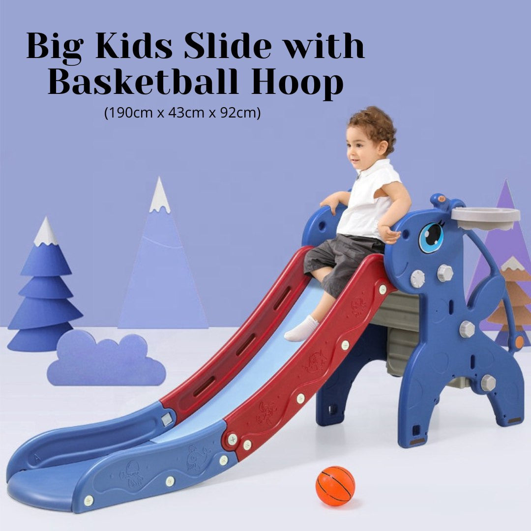 Indoor Kids Slide with Basketball Hoop